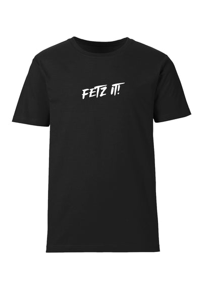 Schwarzes T-Shirt der Handlebar Biker Crew aus Schwerin mit kleinem "Fetz it!" Print auf der Brust
